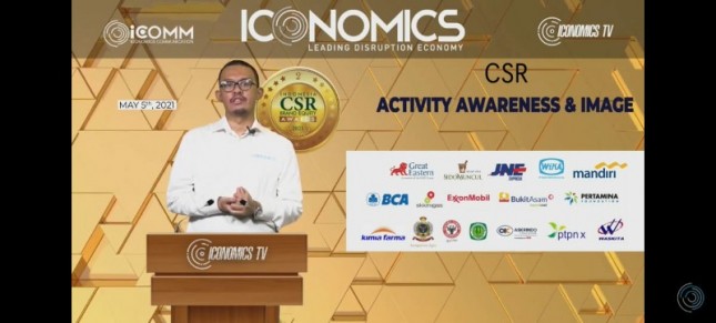 Founder & CEO Iconomics Bram S. Putro saat membuka “Indonesia CSR Brand Equity Awards 2021