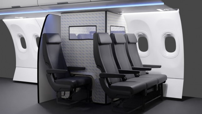 Airbus Membuat Konsep PaxCase (Passenger Containment Area for Symptomatic Events) . Semacam tenda atau kamar kecil berbahan plastik semi trasparan yang berfungsi untuk melindungi penumpang lainnya dari paparan virus Corona. (Dok: CNN Travel)