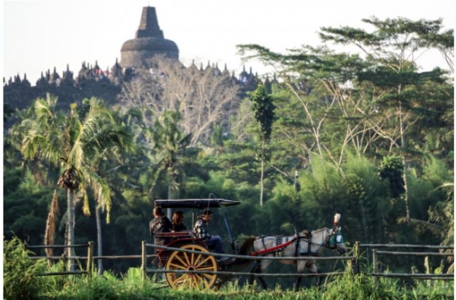 Naik Delman di Kawasan Candi Borobudur dalam Kegiatan Trail of Civillization. (Dok: Kemenparekraf)