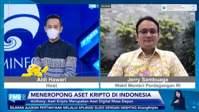 Jerry Sambuaga dalam Diskusi Media (Dismed) Forum Merdeka Barat 9 (FMB 9) yang digelar secara virtual bertajuk "Menoropong Aset Kripto di Indonesia”, Senin (5/7/2021). 