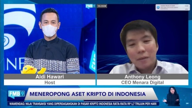 Diskusi Media (Dismed) Forum Merdeka Barat 9 (FMB 9) yang digelar secara virtual bertajuk "Menoropong Aset Kripto di Indonesia”, Senin (5/7/2021). 