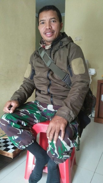 anggota TNI Edu Marung dari Batalyon Bekang 5 Perbekud