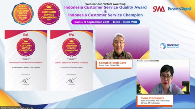 Careline Danone SN Indonesia Raih Dua Penghargaan Customer Service Champions 2021