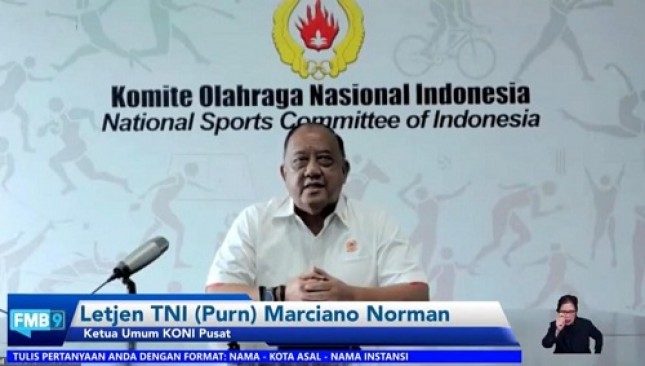diskusi virtual Forum Merdeka Barat 9 (FMB9) yang bertema" Bangun Nasionalisme dan Kebersamaan" di Jakarta, Senin (13/9/2021).