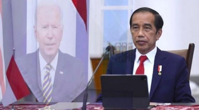 Presiden Jokowi bersama Presiden AS Joe Biden