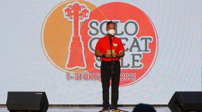 Menteri Perindustrian Agus Gumiwang Kartasasmita saat membuka Solo Great Sale 2021