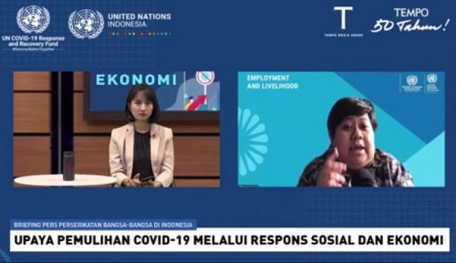 Briefing pers PBB di Indonesia, "Upaya Pemulihan Covid-19 Melalui Respon Sosial dan Ekonomi", Kamis (15/10/2021).