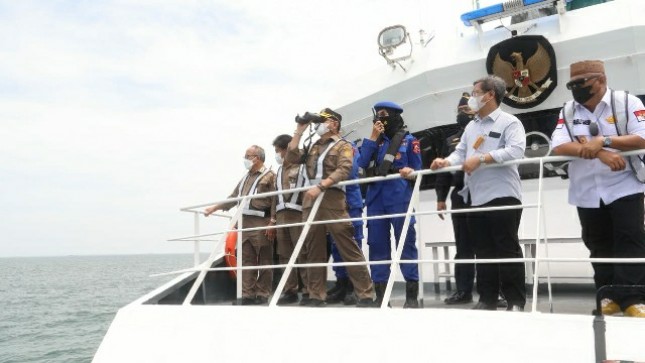 Menteri pertanian Syahrul Yasin Limpo saat di atas Perahu