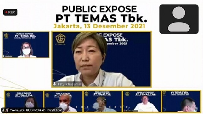 Presiden Direktur PT Temas Tbk, Faty Khusumo, dalam paparan publik secara daring di Jakarta. (Foto: Bang Abe)