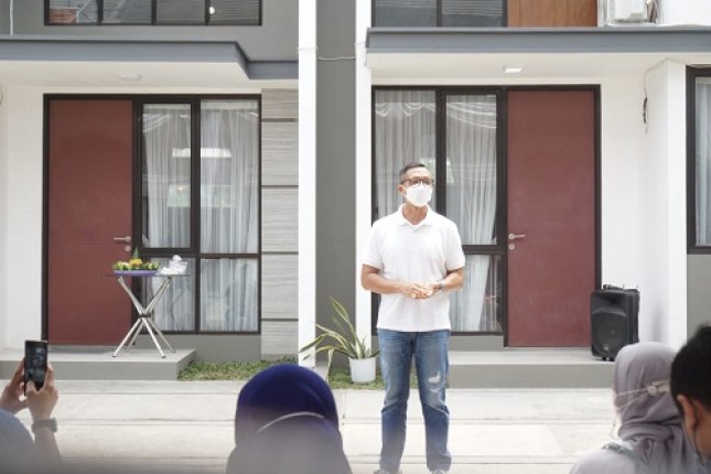 Direktur PT Triyasa Propertindo Andrie Gotama tengah memberikan sambutan dalam acara Peluncuran Samira Regency Bekasi Phase II