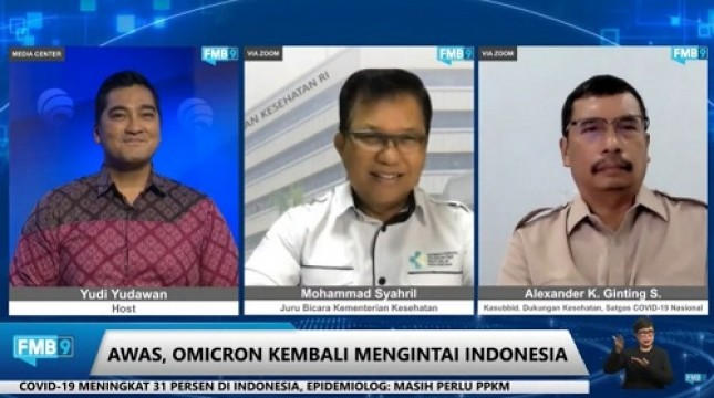 diskusi daring yang digelar Forum Merdeka Barat 9 bertema "Awas, Omicron Kembali Mengintai Indonesia" pada Kamis, (16/6/22).