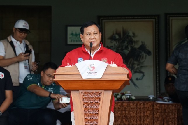 Prabowo Subianto , Ketua Dewan Pembina Garuda Nusantara Academy Prabowo Subianto di acara Nusantara Open 2022. (Dok. Tim Media Prabowo Subianto)