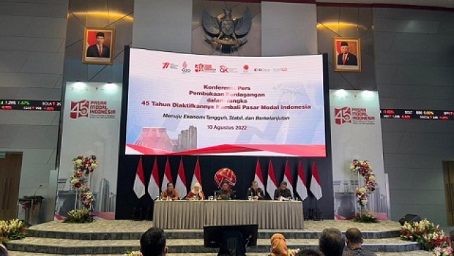 Acara Konferensi Pers Peringatan "45 Tahun Diaktifkannya Kembali Pasar Modal Indonesia". (Foto: Humas Bursa Efek Indonesia) 