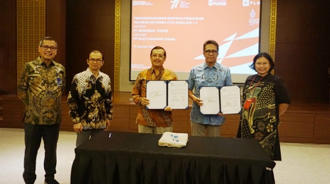 Penandatangan kontrak antara PT Multi Harapan Utama (MHU) dengan PT Indonesia Power (PTIP)