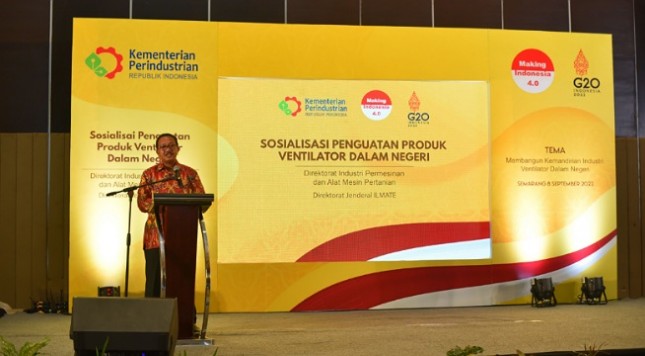 Sekretaris Direktorat Jenderal Industri Logam, Mesin, Alat transportasi dan Elektronika (ILMATE) Kemenperin M. Arifin pada acara Sosialisasi Produk Ventilator Dalam Negeri di Semarang