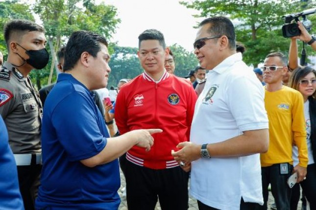 Ketua MPR RI Bambang Soesatyo dan Menteri BUMN Erick Thohir