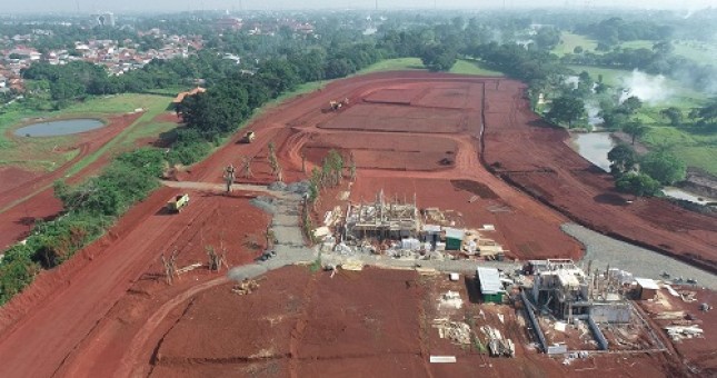 Progres pembangunan Lake Series, cluster-cluster dengan 30 fasilitas eksklusif di Shila at Sawangan yang menjadi bagian dari township Vasanta Eco Town.