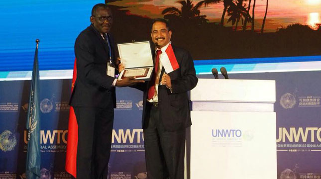 Indonesia Menang dalam Video Competion 2017 dalam Ajang penghargaan United Nations World Tourism Organization (UNWTO) (Foto:facebook.com/kemenpar/)