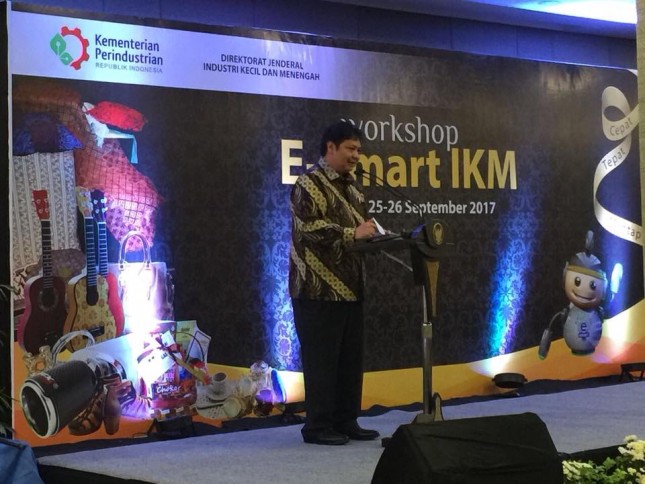 Menteri Perindustrian, Airlangga Hartarto saat acara Workshop E-smart IKM