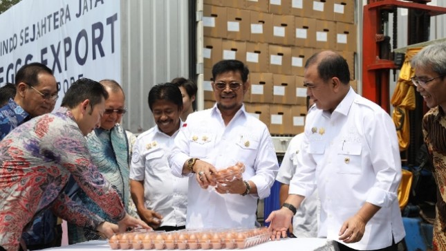 Komisaris PT CPI, Hadi Gunawan Tjoe saat mendampingi Menteri Pertanian Syahrul Yasin Limpo melepas ekspor telur konsumsi