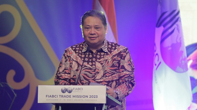 Menko Perekonomian Airlangga Hartarto dalam gelaran FIABCI Trade Mission 2023