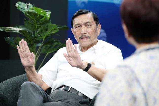 Menteri Koordinator Bidang Kemaritiman dan Investasi, Luhut Binsar Pandjaitan dalamForum Merdeka Barat 9 (FMB9) yang mengangkat tema ‘Road to AIS Forum 2023: Atasi Permasalahan Kelautan Global’, Senin (25/9/2023).