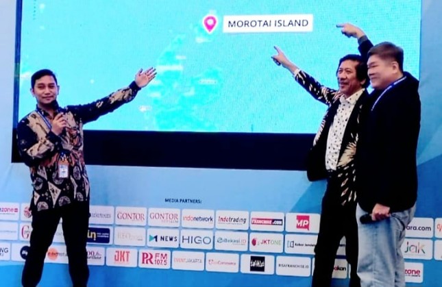 Direktur Utama PT Jababeka Morotai Basuri Tjahaja Purnama (kaman) saat sesi presentasi di IFBC EXPO 2023