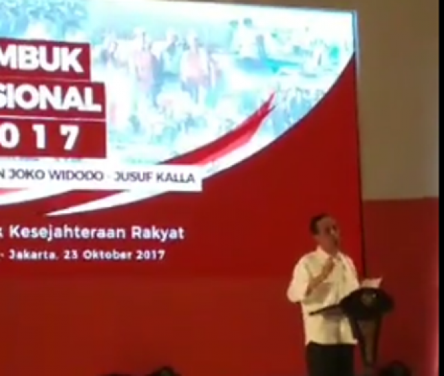 Presiden Jokowi dalam sambutannya saat Rembuk Nasional 2017 (Foto Ist)