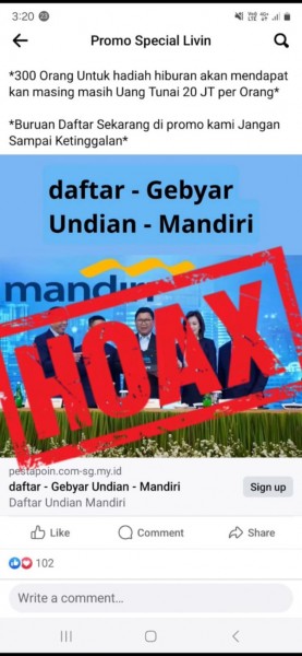 Gebyar undian Bank Mandiri ini hoax