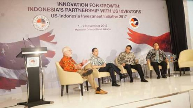 Menteri Airlangga saat acara US-Indonesia Investment Summit 2017