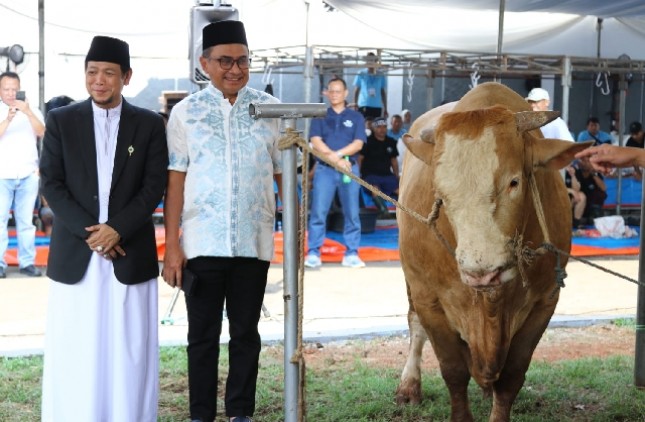 Direksi Bank Mandiri saat prosesi penyembelihan hewan kurban