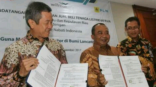 Penandatanganan Surat Jual Beli Tenaga Listrik (SJBTL) antara PLN dan PT Wilmar Nabati Indonesia (WINA) 