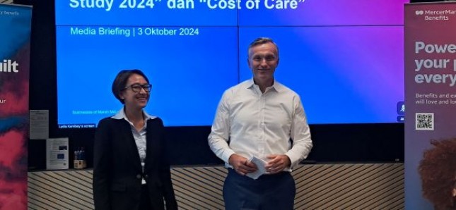 Juru bicara Mercer Marsh Benefits: Douglas Ure, Presiden Direktur Marsh Indonesia dan CEO Marsh McLennan Indonesia Ria Ardiningtyas, Head of Consulting and Analytics, Mercer Marsh Benefits Indonesia
