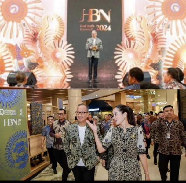 Menteri Perindustrian RI Agus Gumiwang Kartasasmita meresmikan pergelaran Acara Hari Batik Nasional di Kota Kasablanka, Jakarta
