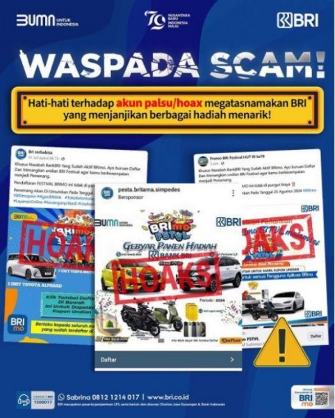 BRI ingatkan Hati hati terhadap scam