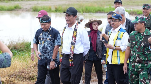 Menteri Pertanian (Mentan) Andi Amran Sulaiman saat meninjau lahan pertanian di Desa Sajau Hilir, Tanjung Palas Timur, Kabupaten Bulungan.