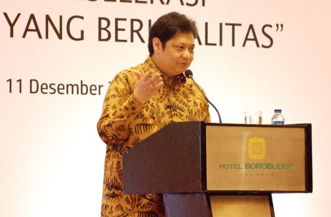 Menteri Perindustrian, Airlangga Hartarto saat acara Seminar Outlook Industri 2018 (Foto:Humas)