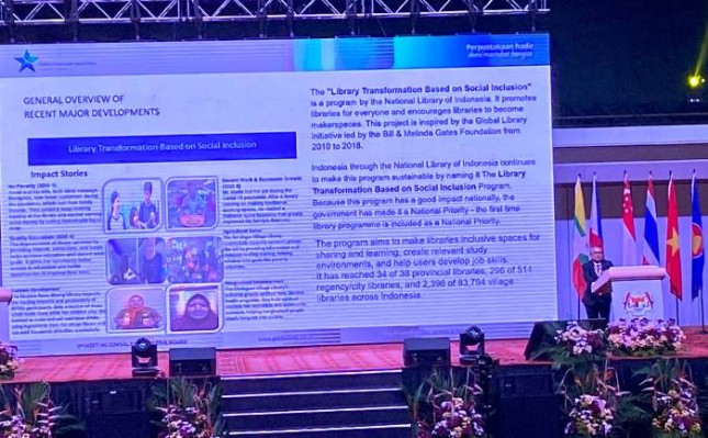 Paparan Kepala Perpustakaan Nasional RI (Pepusnas), E. Aminudin Aziz di ajang 19th Congress of Southeast Asian Librarians (CONSAL) 2025.
