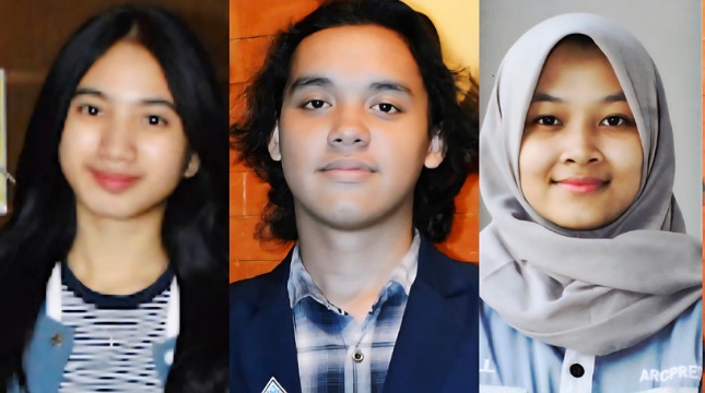 Mahasiswa Prodi Arsitektur President University Rilda Erningsih Hura, Reynhard Hanson Gultom, dan Salamah Qaulam Fadilah