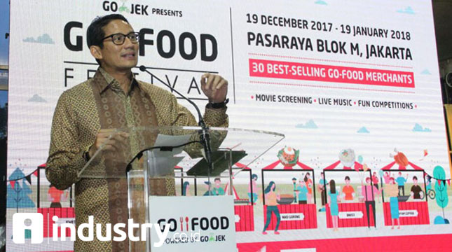 Wakil Gubernur DKI Jakarta, Sandiaga Uno dalam Acara Go-Food Festival di Pasaraya, Blok-M (Foto: Rahmat Herlambang/Industry.co.id)
