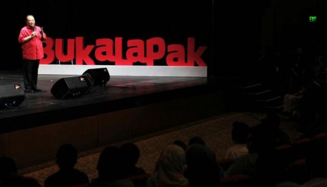 Puspayoga saat menghadiri acara syukuran 8 Tahun Bukalapak "Besar Bersama UKM Indonesia" di Jakarta
