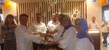 Ceremonial peresmian Kantor Pusat baru PT Phapros Tbk, di Menara Rajawali lantai 17, Kawasan Mega Kuningan, Jakarta Selatan, Senin (22/7/2019)