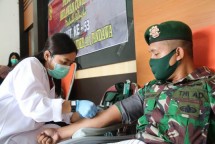 Baksos Donor Darah Prajurit Satgas Pamtas Yonif 411 Merauke