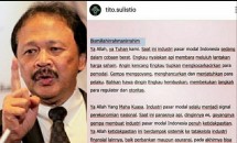 Mantan Dirut BEI Tito Sulistio mengunggah Sebuah pesan di Instagramnya