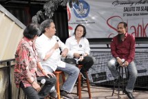 Bens leo, Dirjen kebudayaan Hilmar Farid, Buddy Ace dan Abdul Halim dalam talk show ultah Slank