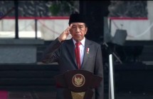 Presiden Jokowi, memimpin upacara peringatan Hari Kesaktian Pancasila, di Monumen Pancasila Sakti, Lubang Buaya, Jaktim, Sabtu (01/10/2022). (Sumber: Tangkapan Layar) 