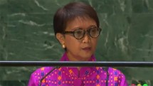 Menteri Luar Negeri Retno Marsudi menyampaikan pernyataan Indonesia dalam Sidang ke-78 Majelis Umum PBB di New York, AS, 