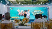 Direktur Utama Bank Mandiri Taspen memberikan Sambutan jelang Pengundian Pemenang Mandiri Taspen Bertabur Hadiah 900 juta dalam rangka ulang tahun ke-9