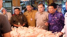 Dirjen PKH Kementan Nasrullah saat tinjau pangan asal hewan di Pasar