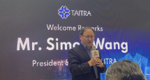 Presiden & CEO TAITRA, Simon Wang saat memberikan sambutan di Paviliun Taiwan Excellence dalam pameran Taiwan Expo 2024.
